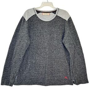 Tommy Bahama Sweater Pullover Men's Large Gray Terry Knit Cotton Blend